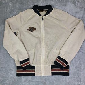 Harley-Davidson Womens Medium Embroidered‎ Vintage Activewear Jacket Tan